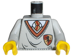 973px146c01 | Torso Harry Potter Uniform Gryffindor Shield Pattern / Light Gray Arms / Yellow Hands | LEGOPART