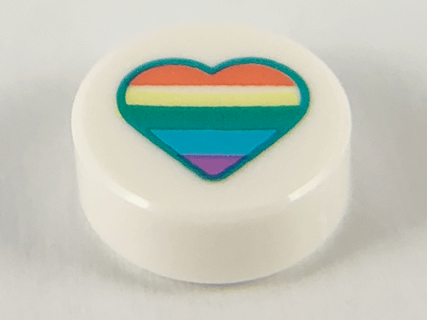 98138pb139 | Tile, Round 1 x 1 with Heart with Pastel Rainbow Stripes Pattern | LEGOPART