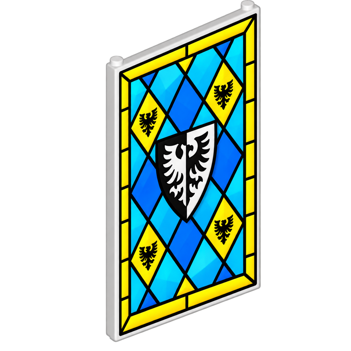 1x4x6 Glasraam: Black Falcon Geel/Blauw
