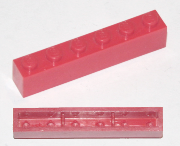 crssprt02 | Brick 1 x 6 without Bottom Tubes, with Cross Supports | LEGOPART