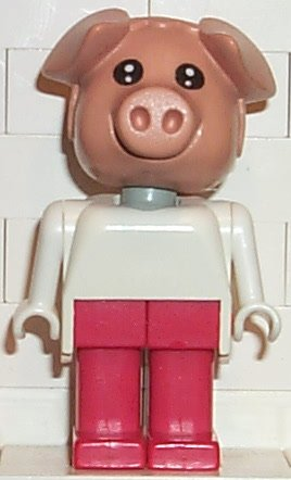 Fabuland Pig - Peter Pig (Cook), Red Legs, White Top LEGO fab11f