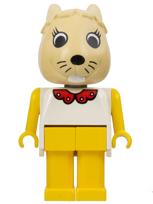 Fabuland Rabbit - Bonnie Bunny, Tan Head, Yellow Legs and Arms, White Top with Red Collar LEGO fab3d