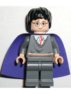 Harry Potter - Gryffindor Stripe Torso, Dark Bluish Gray Legs, Lilac Cape LEGO hp051