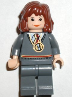 Hermione Granger - Gryffindor Stripe Torso with Time Turner Necklace, Dark Bluish Gray Legs LEGO hp054