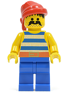 Pirate Blue / White Stripes Shirt, Blue Legs, Red Bandana, Belt with Gold Buckle LEGO pi021