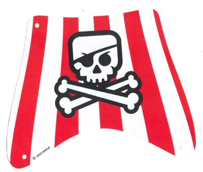 sailbb34 | Cloth Sail 27 x 22 Top with Red Stripes, Skull with Eye Patch and Crossbones Pattern | LEGOPART