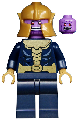 Thanos - Dark Blue Legs Plain, Dark Blue Arms, Pearl Gold Helmet LEGO sh0696