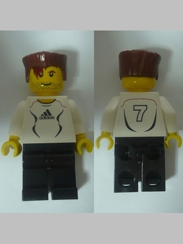 Soccer Player White - Adidas Logo, White and Black Torso Stickers (#7) LEGO soc125s