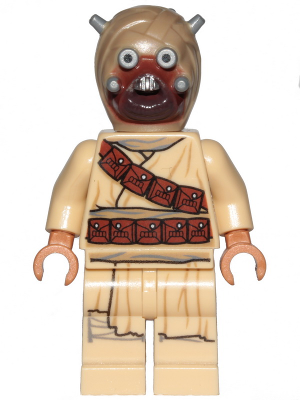 Tusken Raider - Dark Tan Head with Spikes, Diagonal Belt, Printed Legs LEGO sw1074 | Fyrebrick.be