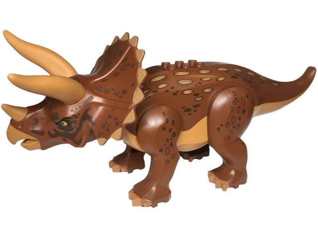 tricera08 | Dinosaur Triceratops with Reddish Brown Back and Medium Nougat and Dark Brown Markings | LEGOPART