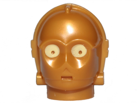 x134pb01 | Minifigure, Head, Modified SW 3PO / TC Series Protocol Droid with Bright Light Yellow Eyes Pattern | LEGOPART