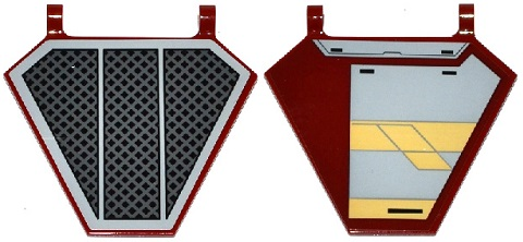 x1435pb022L | Flag 5 x 6 Hexagonal with SW Black Radiator Plate Pattern on One Side and Jedi Interceptor on Other Side Left | LEGOPART