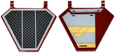 x1435pb022R | Flag 5 x 6 Hexagonal with SW Black Radiator Plate Pattern on One Side and Jedi Interceptor on Other Side Right | LEGOPART